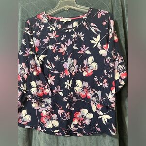 Women's Emily Daniels Size XL Long Sleeve Graphic Printed Rhinestone Neck Blouse